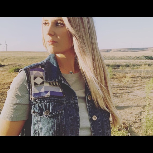 Fringy jean vest with Pendleton wool - Picture 3 of 3